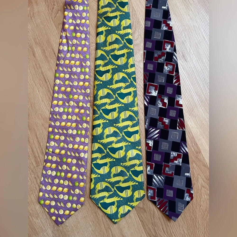 Bundle lot of 3 men’s ties Dunhill Liebert Via Veneto silk vintage tie